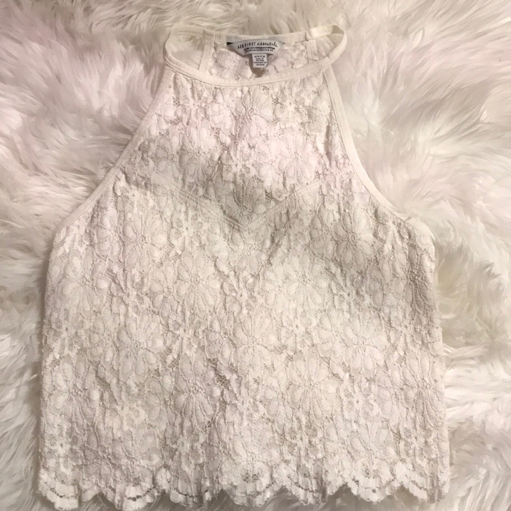 Cream lace crop top